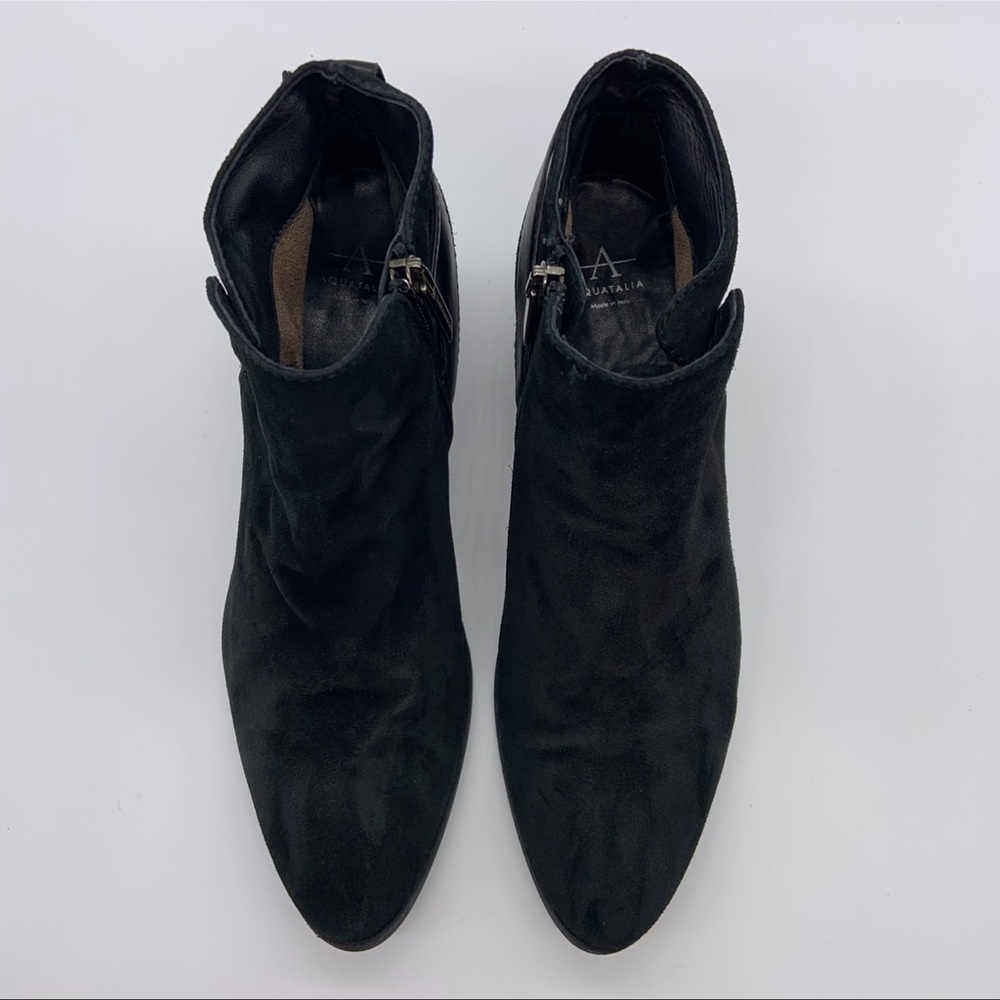 Aquatalia Black Suede Waterproof Farin Ankle Booties Boots Women Size 9 Italy - Picture 15 of 16